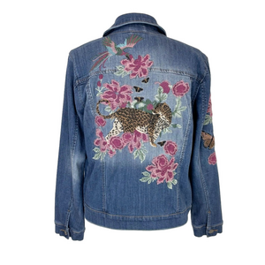 Billy T leopard embroidered denim jacket